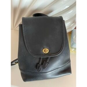 Vintage Brown Coach Mini Daypack Backpack 9960 Black Leather 90's Glovetanned